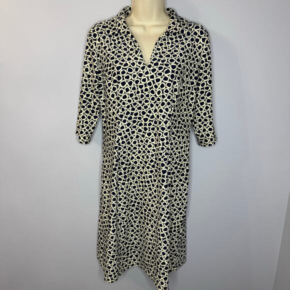 Jude Connally Blue Geoprint Geometric Collared Shirt Dress Stretch Women's M - Picture 1 of 8